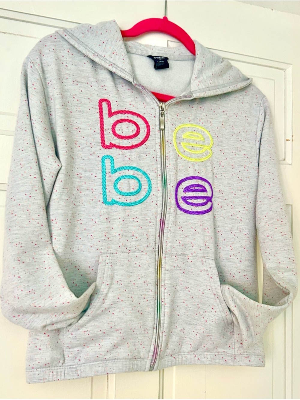 bebe Light Heather Gray Zip Hoodie